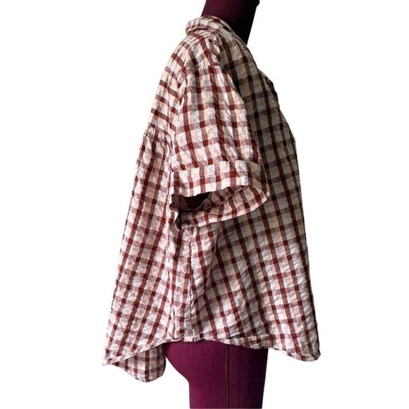Madewell Seersucker Baybrook Shirt Top Plaid Stained Mahogany XL Short Sleeve - Picture 11 of 11